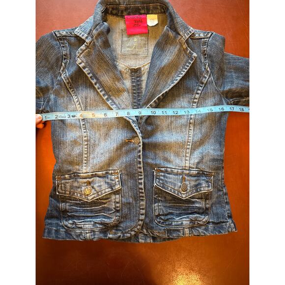 Custom App State Mountaineers Cropped Denim Jacket Vintage Style XS 🤍🖤💛 - Picture 5 of 9